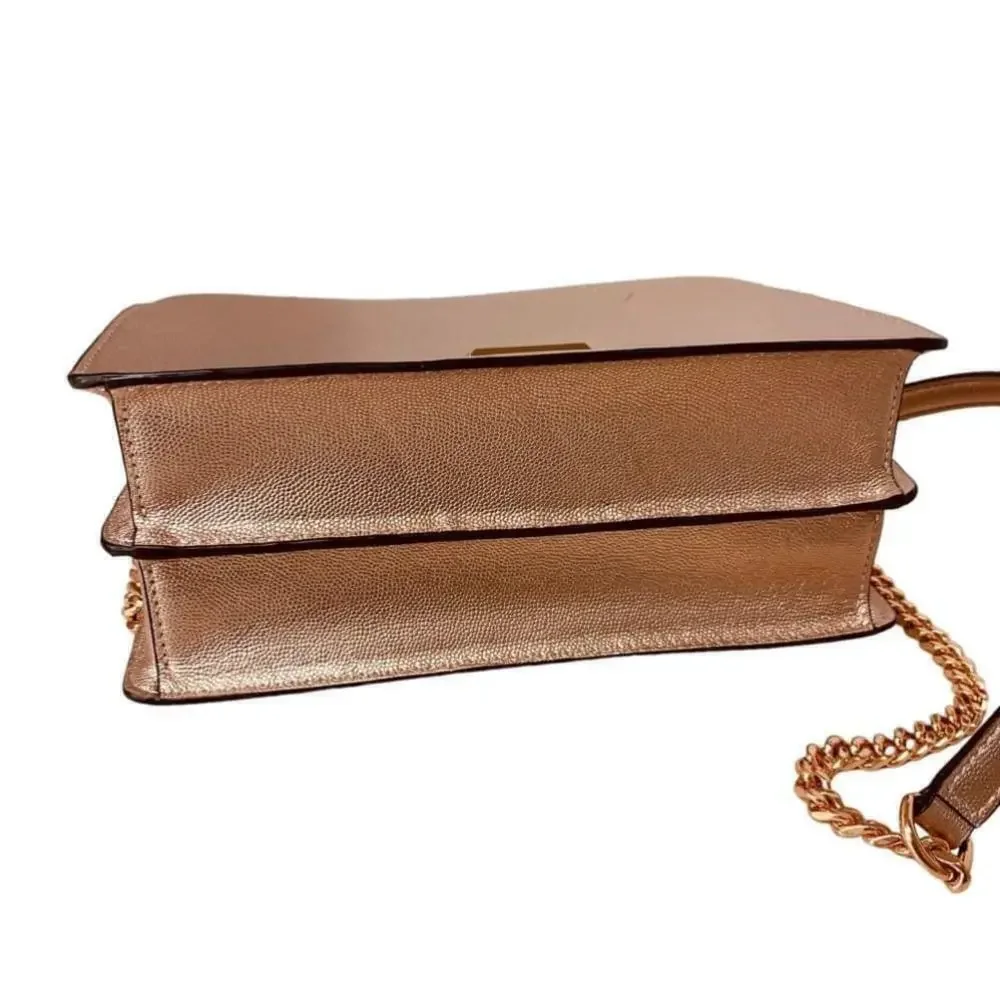 Rebecca Minkoff ‘christy’ Metallic Leather Shoulder Bag in rose gold